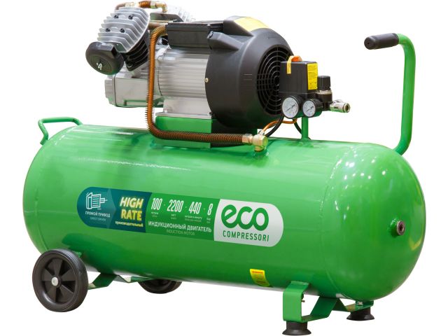 Компрессор ECO AE-1005-3 коаксиальный (440 л/мин, 8 атм, коаксиальный, масляный, ресив. 100 л, 220 В, 2.20 кВт) (AE-1005-3)