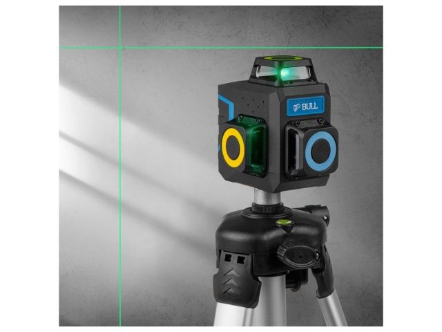 Нивелир лазерный BULL LL 3303 со штативом в кор. 3х360°, до 60 м, +/- 0.3 мм/м, зеленый (резьба 1/4