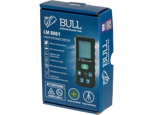 Дальномер лазерный BULL LM 8001 в кор. Проекция креста (зеленый), 0,08 - 80 м, +- 2 мм (1323465)
