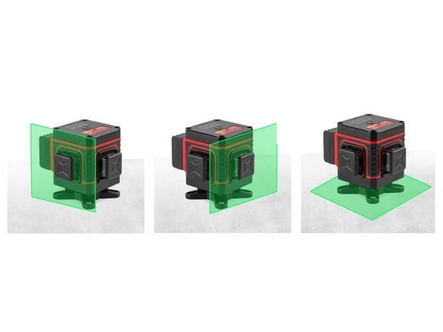 Нивелир лазерный WORTEX LL 0330-1 в чем. + аксессуары 3х360°, до 25 м, +/- 0.3 мм/м, зеленый (резьба 1/4