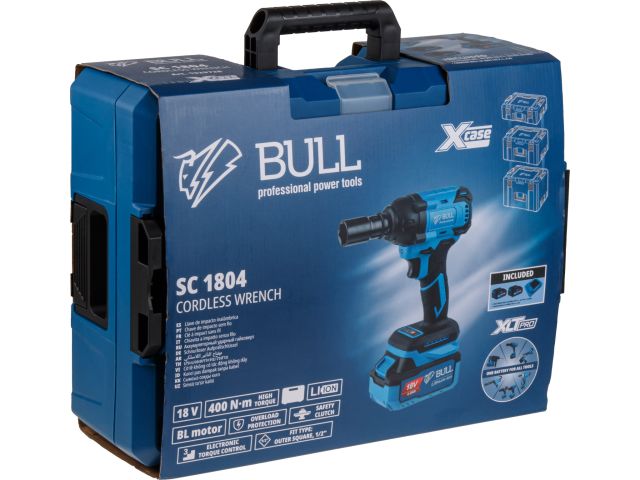 Аккум. ударный гайковерт BULL SC 1804 Xcase, XLTpro, БЕСЩЕТ., 18 В, 400 Н*м, 1/2