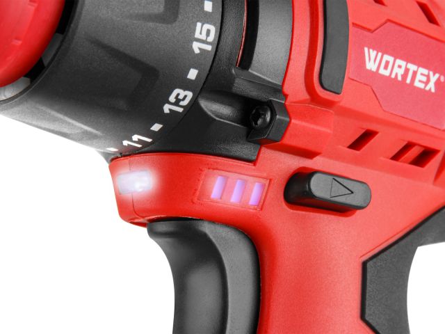 Аккум. дрель-шуруповерт WORTEX BD 1215 LiSET в чем. + 2 насадки, 12 В, 30 Н*м, 2х1.5 А*ч, БЗП 10 мм (Быстросъемный патрон, шурупы до 6 мм) (1326469)