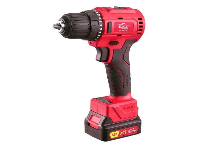 Аккум. дрель-шуруповерт WORTEX BD 1220-1 DLi в чем. БЕСЩЕТ, 12 В, 40 Н*м, 2х1.5 А*ч, БЗП 10 мм (шур. до 6 мм, НЕ подходит к линейке ALL1) (BD12201DLi1029)