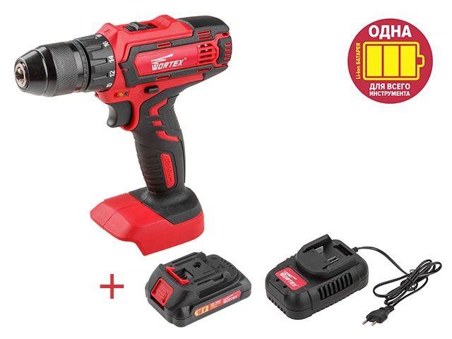Аккум. дрель-шуруповерт WORTEX BD 1825-1 DLi в кор. ALL1 XLT (18.0 В, 1 акк., 2.0 А/ч Li-Ion, 2 скор., 30 Нм, шурупы до 8 мм) (1BBD001A29)