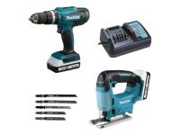 Аккум. дрель-шуруповерт MAKITA LXT HP488D + аккум. лобзик JV183D (в комплекте 2 акум. 1,5А/ч + зарядное+сумка) (DK18B59Y)