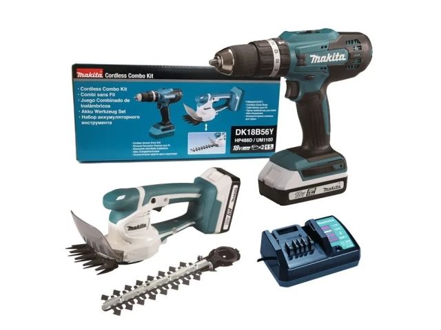 Аккум. дрель-шуруповерт MAKITA LXT HP488D + аккум. кусторез UM110D (в комплекте 2 акум. 1,5А/ч + зарядное) (DK18B56Y) Аккум. дрель-шуруповерт MAKITA LXT HP488D + аккум. кусторез UM110D (в комплекте 2 акум. 1,5А/ч + зарядное) (DK18B56Y)