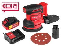 Аккум. эксцентриковая шлифмашина WORTEX COS 1218-1 E в кор. ALL1 XLT SET 18В, 125 мм, 6000-13000 (Амплитуда колебаний, мм: 1.6) (1333436)
