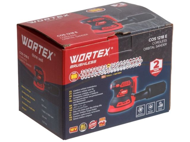 Аккум. эксцентриковая шлифмашина WORTEX COS 1218 E в кор. ALL1 XLT SOLO в кор. БЕСЩЁТ., 18В, 125 мм, (Регул. об., Амплитуда колебаний: 3,6 мм) (1334402)