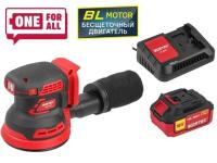 Аккум. эксцентриковая шлифмашина WORTEX COS 1218 E в кор. ALL1 XLT c акб и з/у в кор. БЕСЩЁТ., 18В, (Регул. об., Амплитуда колебаний: 3,6 мм) (1334403)