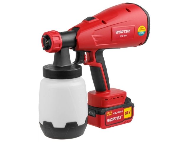 Аккум. краскораспылитель WORTEX CPS 1810 в кор. ALL1 XLT SET 18В, 1 акк., 4 Ач, 700 мл/мин, 1 л б (18 В, 1 акк., 4 Ач, ЗУ, 700 мл/мин, 1 л бак, 2.6 мм (0333270)