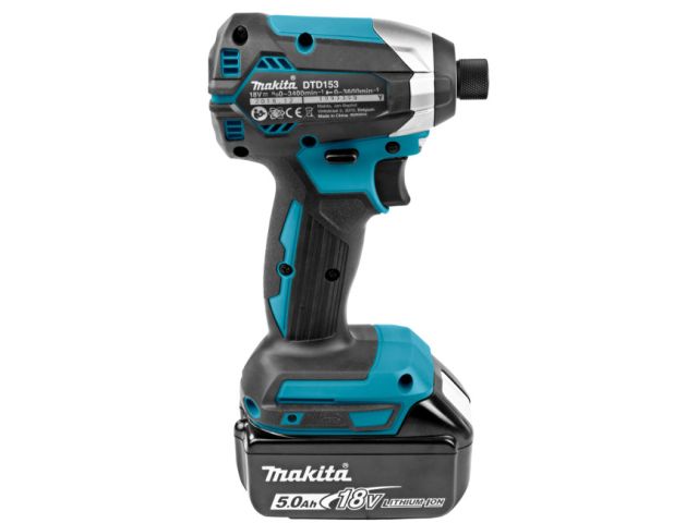 Аккум. шуруповерт MAKITA LXT DTD 153 RT в кейсе (18.0 В, 1 акк., 5.0 А/ч Li-Ion, 1 скор., 170 Нм) (DTD153RT)