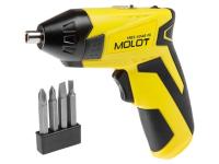 Аккум. шуруповерт MOLOT MBS 4048 Ni в блистере + набор бит 4.8 В, 3 Нм. (4.8 В, 3 Нм.. 0.6 А/ч Ni-Cd, 1 скор., шурупы до 4 мм) (MBS4048Ni00011)