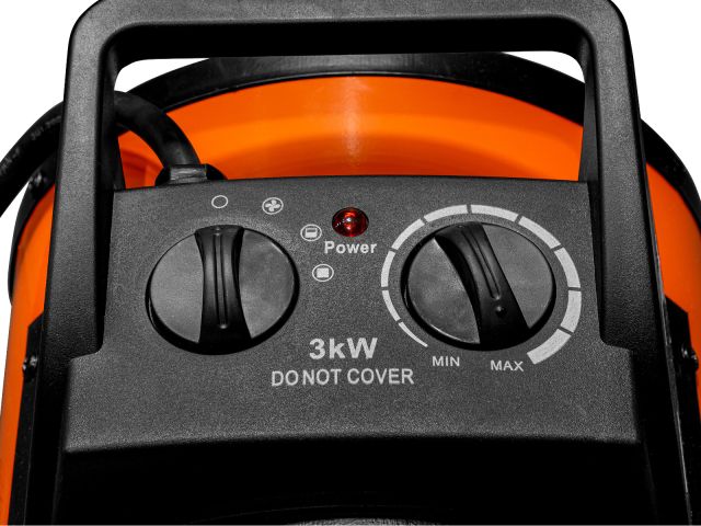 Нагреватель воздуха электр. Ecoterm EHR-03/1F (пушка, 3 кВт, 220 В, термостат,  керамика PTC) (ET3722-2)