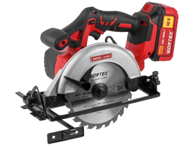 Аккум. циркулярная пила WORTEX CCS 1816-1 в кор. ALL1 XLT SOLO 18 В, 165 мм, до 55 мм (18.0 В, БЕЗ АККУМУЛЯТОРА И ЗУ, 165х20 мм, до 55 мм) (0329202)