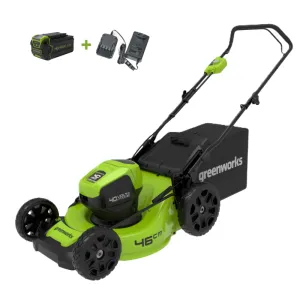Газонокосилка Greenworks GD40LM46HPK4 40V (46 см) аккумуляторная, с АКБ 4 А/ч и ЗУ