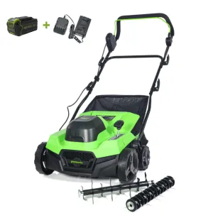 Аэратор-скарификатор Greenworks GD40SC38IIK4 40V аккумуляторный, с АКБ 4 А/ч и ЗУ
