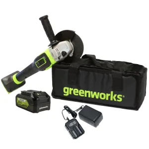 Угловая шлифмашина Greenworks GD24AGK4 24V (125 мм) аккумуляторная, с АКБ 4 А/ч и ЗУ