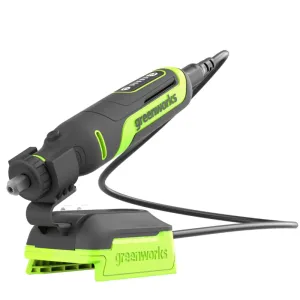 Гравер Greenworks G24RT 24V с базой и оснасткой (52 шт) аккумуляторный, без АКБ и ЗУ
