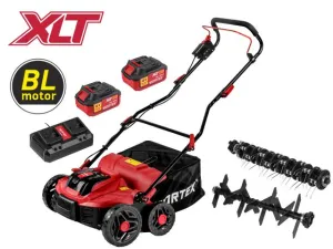 Аккум. аэратор-скарификатор WORTEX CAE 3736 ALL1 XLT SET БЕСЩЁТ.ДВИГ., 18В+18В, шир. 37 см
                    (2 4Ач акб, зу, вал для аэрации, вал для скарификации, 5 рег.высоты, 45 л травосборник)