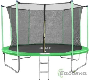 Батут Happy Jump 12ft-i Pro 374 см с внутренней сеткой и лестницей