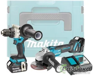 Дрель-шуруповерт Makita DLX2430TJ (шуруповерт, болгарка, 2 АКБ, кейс)