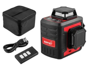 Нивелир лазерный линейный WORTEX LX LL 0330-2 (3х360°, до 25 м, +/- 0.3 мм/м, зеленый) (резьба 1/4