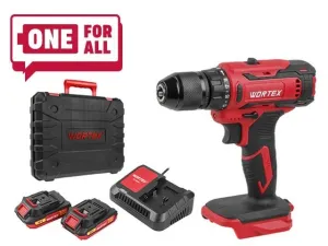 Аккум. дрель-шуруповерт WORTEX BD 1820-1 Li в чем. ALL1 XLT 18 В, 30 Н*м, 2х2 А*ч, БЗП(мет.) 13 мм (шурупы до 8 мм) (0329209)