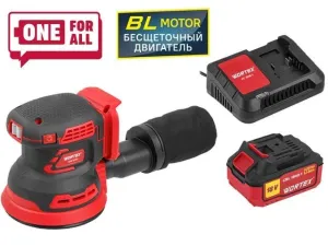 Аккум. эксцентриковая шлифмашина WORTEX COS 1218 E в кор. ALL1 XLT c акб и з/у в кор. БЕСЩЁТ., 18В, (Регул. об., Амплитуда колебаний: 3,6 мм) (1334403)