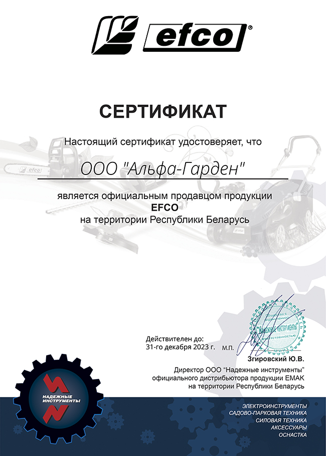 Сертификат Efco